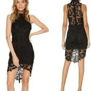 ASTR The Label Women's Size M Samantha Black Sleeveless High Neck Lace  Dress